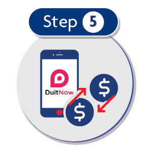Transfer funds via DuitNow (Pay-to-Account-Number).