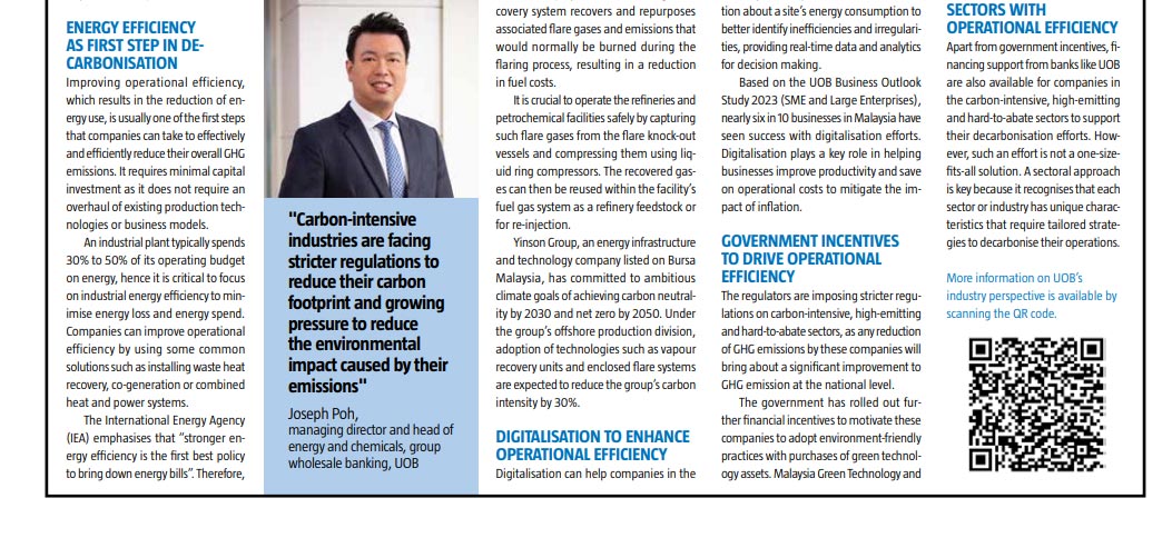 De-Carbonising Carbon-Intensive Sectors with Operational Efficiency