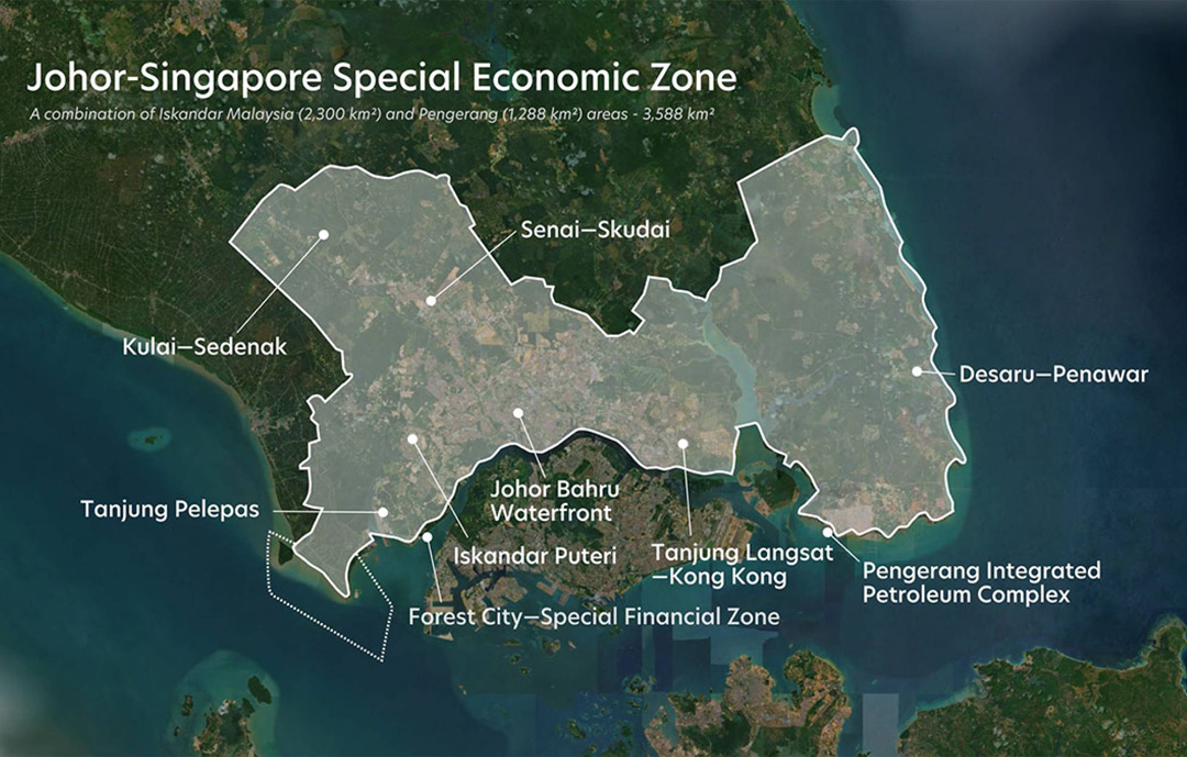 Johor-Singapore SEZ map and flagship areas