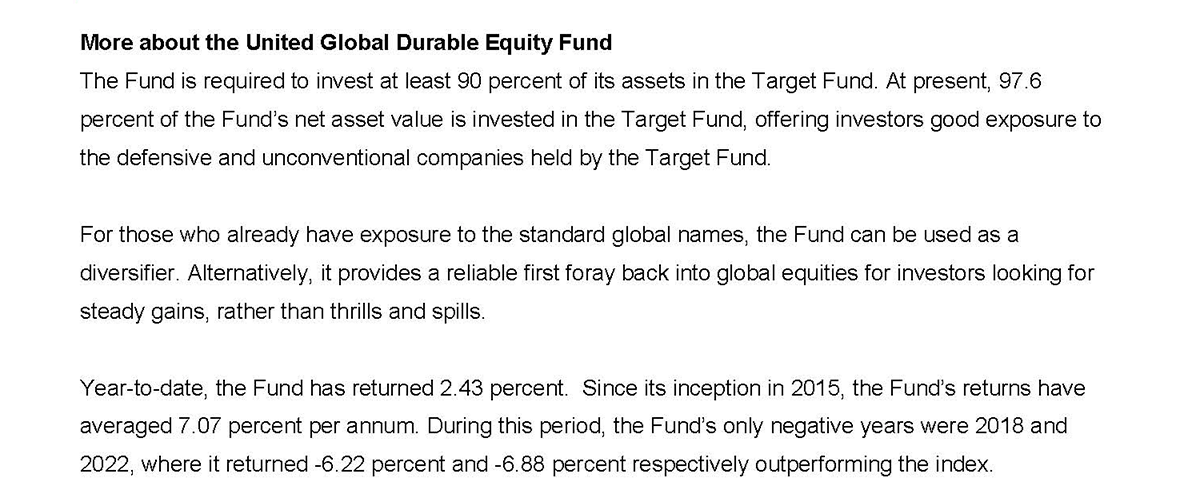 United Global Durable Equity Fund