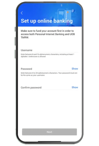 Create online banking log in