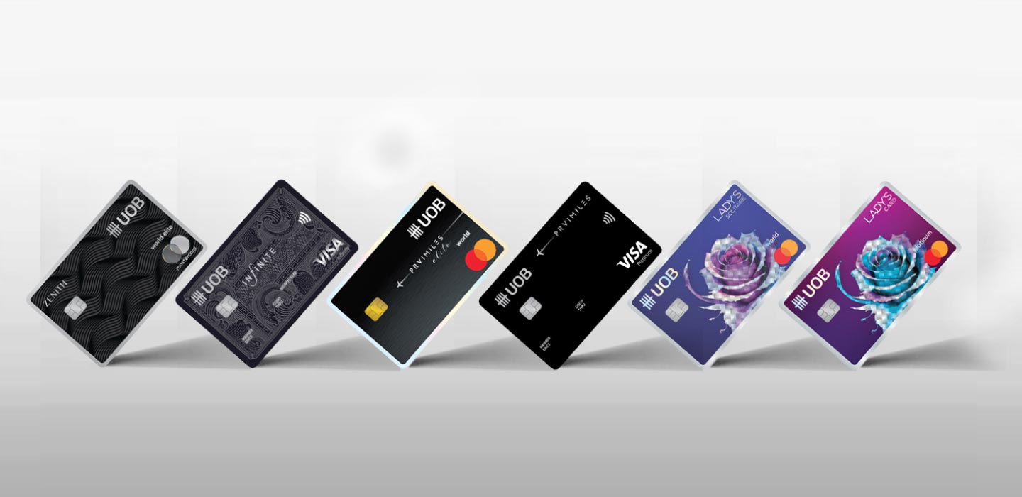 Desktop banner showing UOB credit card options