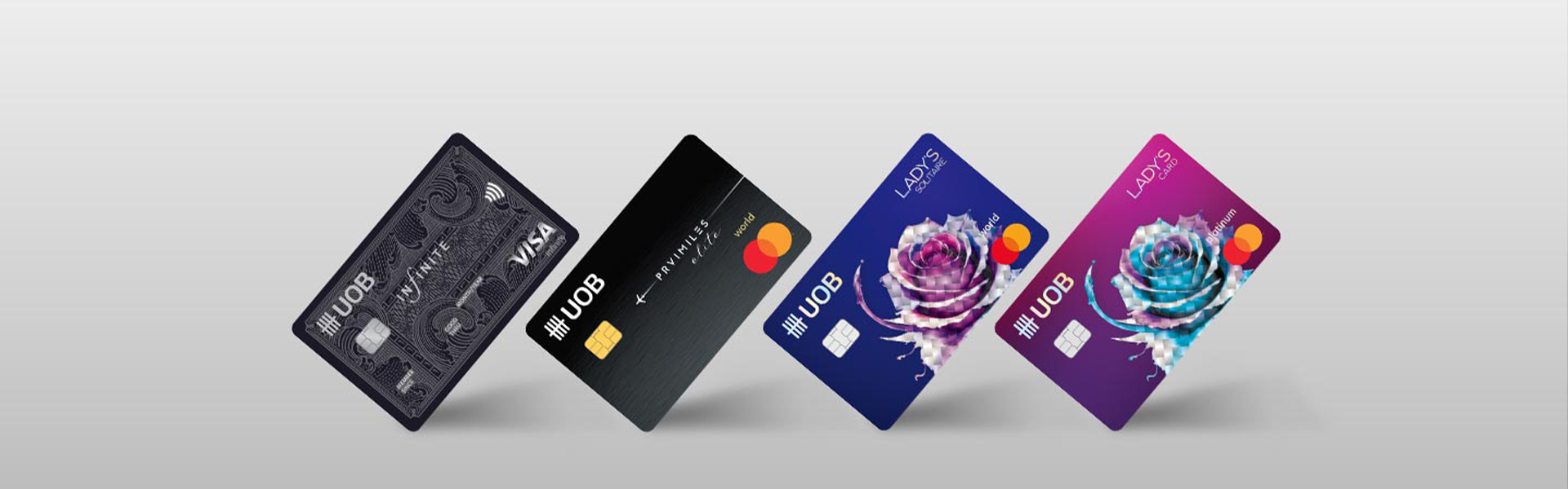 Desktop banner showing UOB credit card options