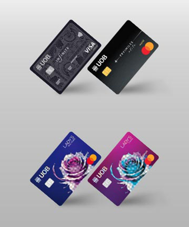 Mobile banner showing UOB credit card options