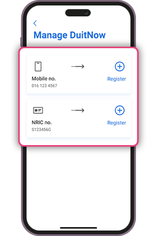 Tap on “Register” and follow the on-screen instructions.
