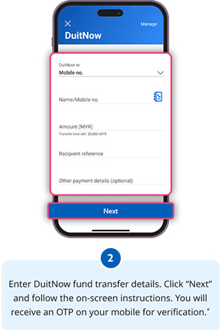 Enter Duitnow fund transfer details