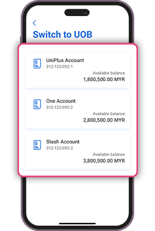 Select which UOB Account you wish to link to and follow the on-screen instructions.