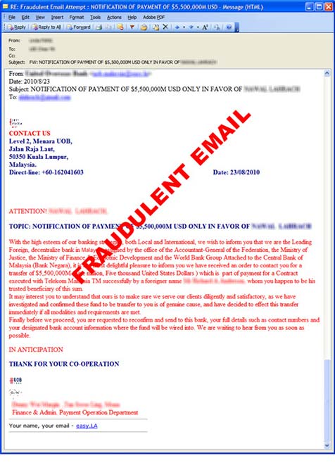 FRAUDULENT EMAIL No. 2