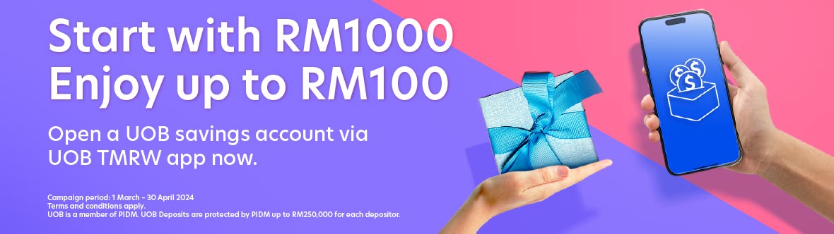 start with rm1000 enjoy up to rm100