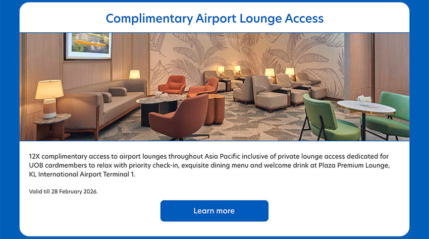 complimentary airport lounge